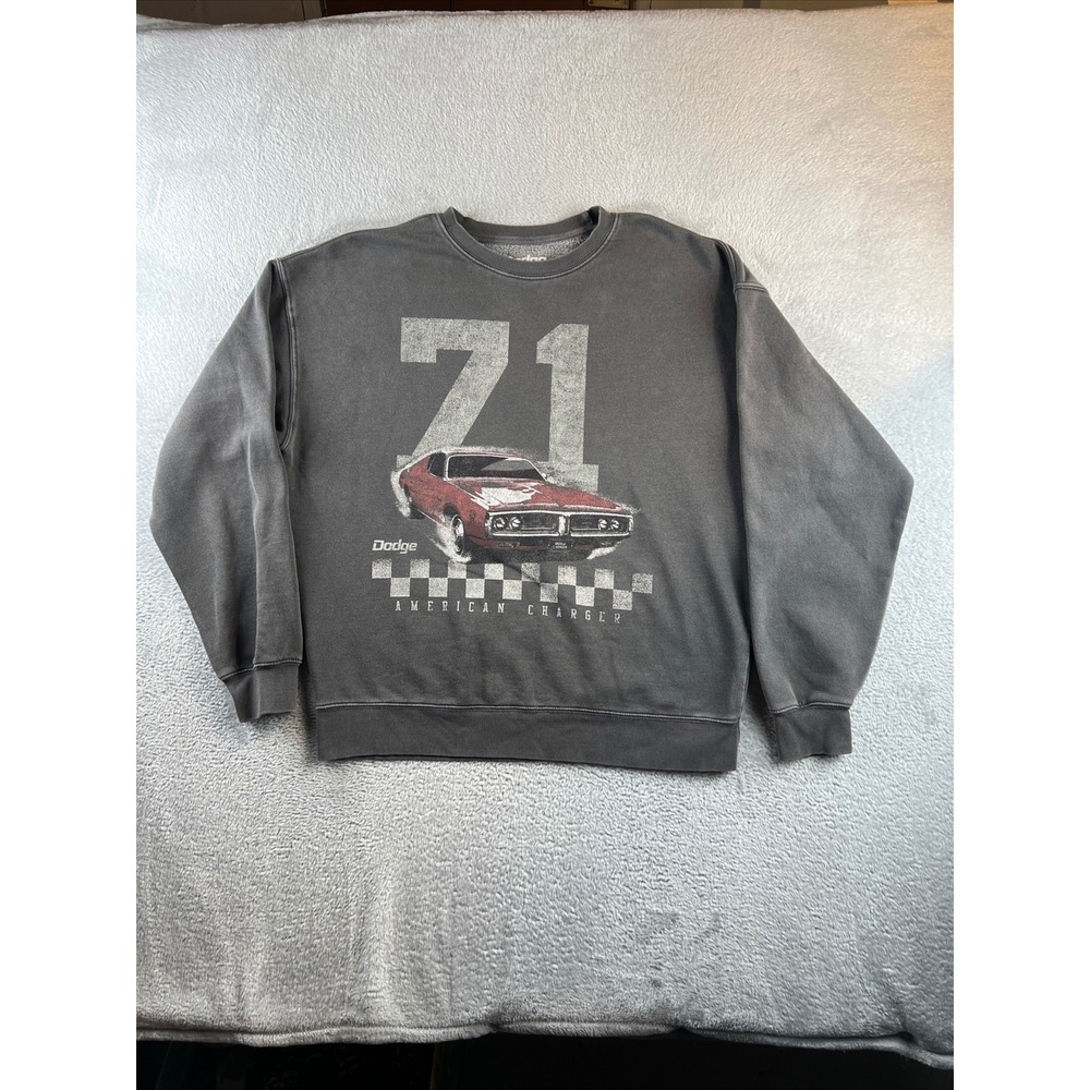 Dodge 71 American Charger Graphic Sweatshirt Mens Medium Gray Crewneck
